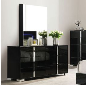 Sinistra Piano Black Rectangular Dresser Mirror