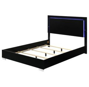 Sinistra Piano Black Platform Bedroom Set with LED Light