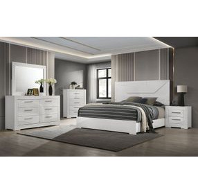 Whitby White King Panel Bed with LED Light