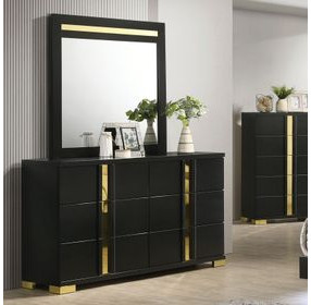 Lillestrom Black and Gold 6 Drawer Dresser