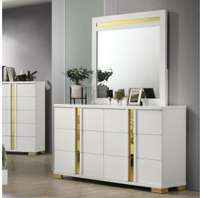 Lillestrom White and Gold 6 Drawer Dresser
