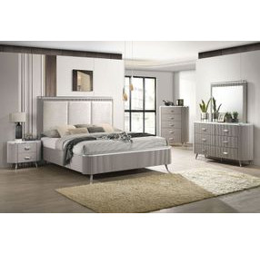 Aldridge Light Gray Queen Upholstered Panel Bed