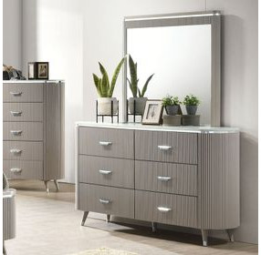 Aldridge Light Gray 6 Drawer Dresser