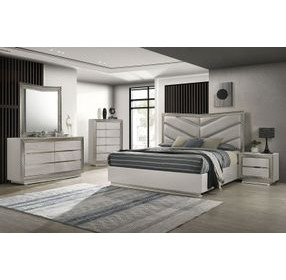Ventnor Gray Upholstered Platform Bedroom Set with LED Light