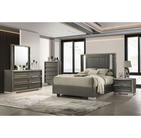 Leyland Dark Gray Low Profile Bedroom Set with LED Light