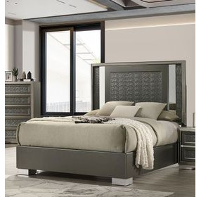 Leyland Dark Gray Low Profile Bedroom Set with LED Light