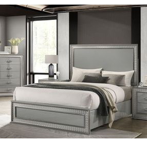 Cassiopeia Metallic Gray Panel Bedroom Set