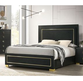 Latimer Black Low Profile Bedroom Set with LED Light
