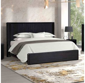 Hildesheim Black 2 Drawer Nightstand with USB Charging and LED