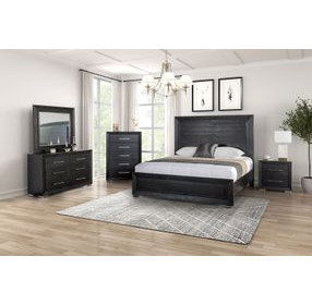 Ashbourne Black Panel Queen Bed with LED Light