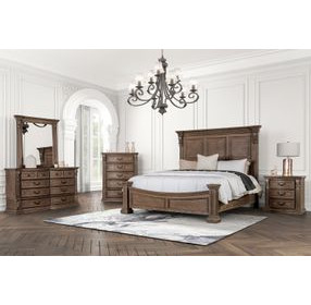 Seven Oaks Weathered Oak King Poster Bed