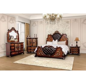 Aquilina Dark Cherry and Oak Panel Bedroom Set