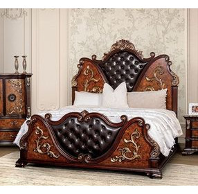 Aquilina Dark Cherry and Oak Panel Bedroom Set