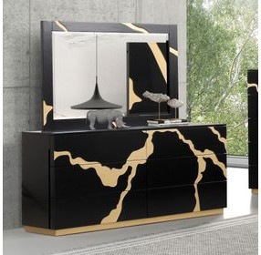 Goldsberg Black and Gold 6 Drawer Dresser