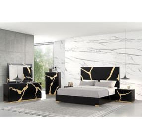 Goldsberg Black and Gold Panel Bedroom Set