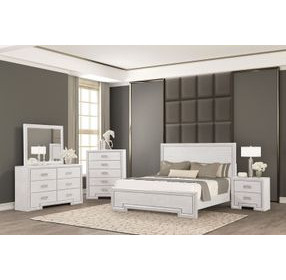 Basilone Rustic White King Panel Bed