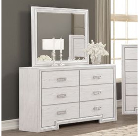 Basilone Rustic White 6 Drawer Dresser