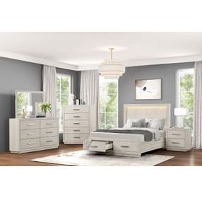 Wellingborough Light Gray Storage Panel Bedroom Set with LED Light