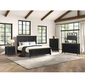 Neue Mills Farmhouse Black and Rustic Oak 5 Drawer Chest