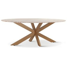 Pasadena Antique Gold 70" Oval Marble Top Dining Room Set