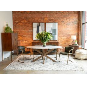 Pasadena Antique Gold 70" Oval Marble Top Dining Table