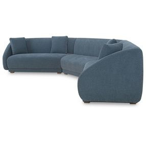 Fraser Deep Blue 3 Piece Modular Sectional with Wedge Slipper and Pillows