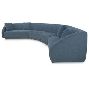 Fraser Deep Blue 4 Piece Modular Sectional with Pillows