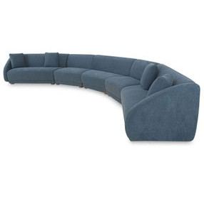 Fraser Deep Blue 5 Piece Modular Sectional with Pillows
