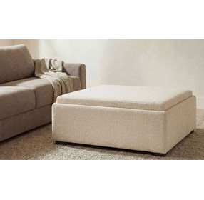 Montana Flecked Oat Upholstered Square Storage Ottoman