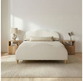 Jacqueline Cream King Upholstered Panel Bed