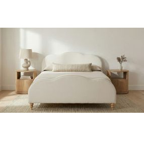 Jacqueline Cream Queen Upholstered Panel Bed