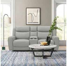 Jacobus Light Gray 78" Manual Reclining Loveseat with Console