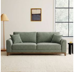Watton Olive Green 84" Sofa with Pillows