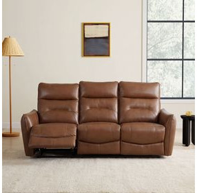 Terentius Caramel Brown 86" Power Reclining Sofa with Storage