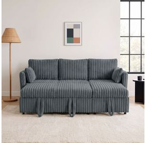 Denholme Dark Gray Sleeper Sofa with Pull Out and USB Charging