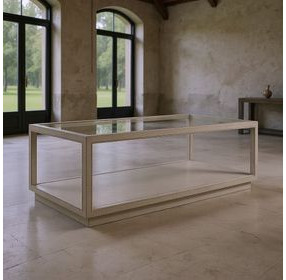 Glaze Bezel Rectangular Glass Top Cocktail Table