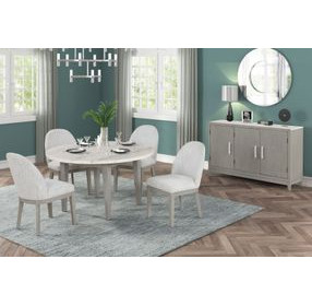Essence White and Gray 54" Round Marble Top Dining Table