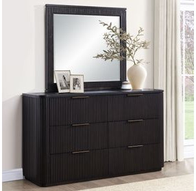 Henry Espresso 6 Drawer Dresser and Rectangular Mirror