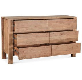 Mesa Brushed Acacia 6 Drawer Dresser