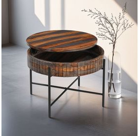 Summit Capri Sheesham Round Storage Cocktail Table