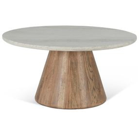 Caldera Light Oak and White Travertine Top Occasional Table Set