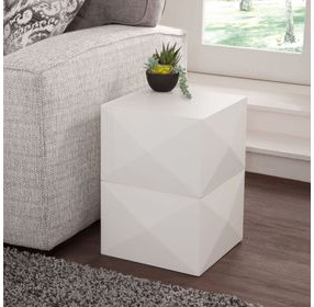 Malibu White 14" Square Side Table