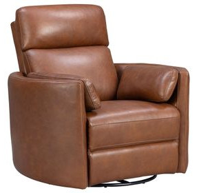 Radius Vintage Whiskey Leather Swivel Glider Power Recliner with USB Charging