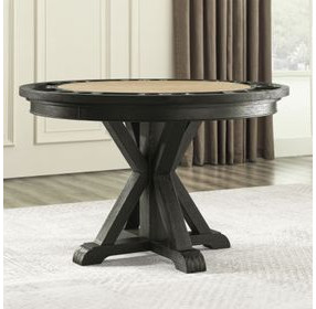 Rylie Black 48" Round Game Top Dining Table with Storage