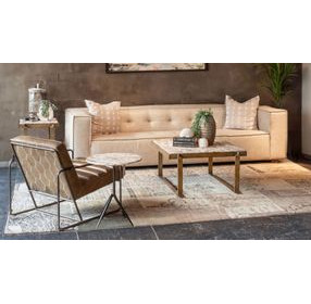 Rhodes Antique Brass and Marble Top Square Cocktail Table