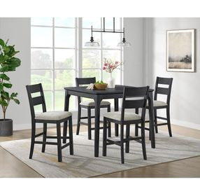 Mendoza Black and Gray Upholstered 5 Piece Counter Height Dining Set