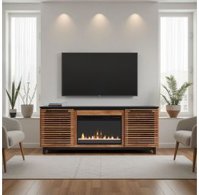 Graceland Bourbon and Black 69" TV Stand with Fireplace