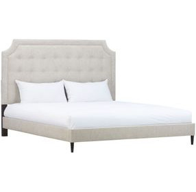 Zest Beige and Black Upholstered Panel Bedroom Set with Welt Trim
