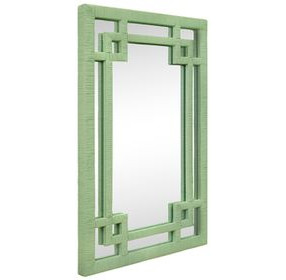 Geneva Greek Key Sage Green Rectangular Wall Mirror
