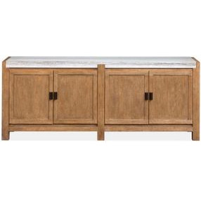 Plum Creek Sierra Brown and White 70" Marble Top TV Stand